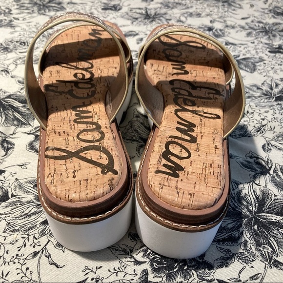 SAM EDELMAN Sz 9 Raul Cork Insole Chunky Sole Slip On Sandals Snakeskin - Picture 5 of 9